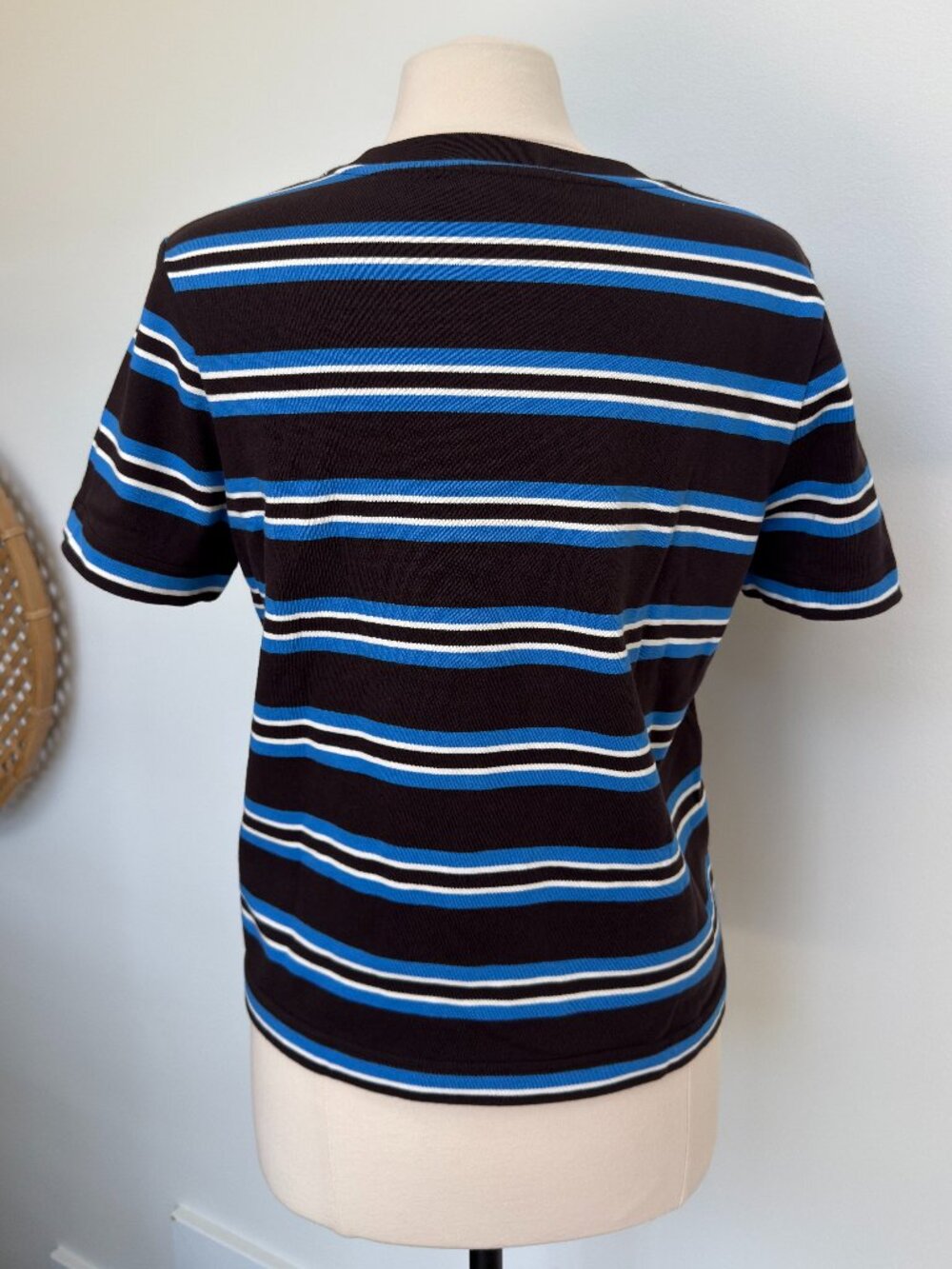 COS Brown & Blue Striped Clean Cut T-Shirt Brown - Picture 2 of 3